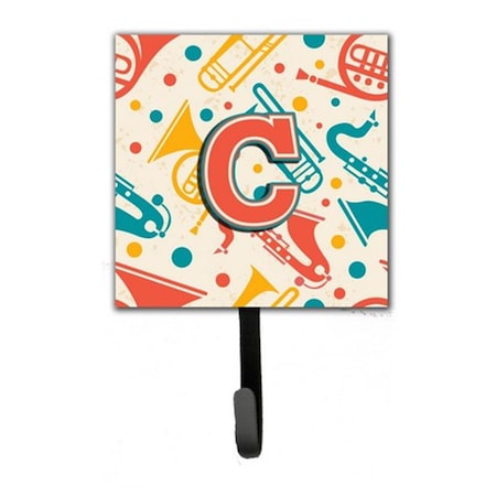Jensendistributionservices Letter C Retro Teal Orange Musical Instruments Initial Leash & Key Holder MI1658524